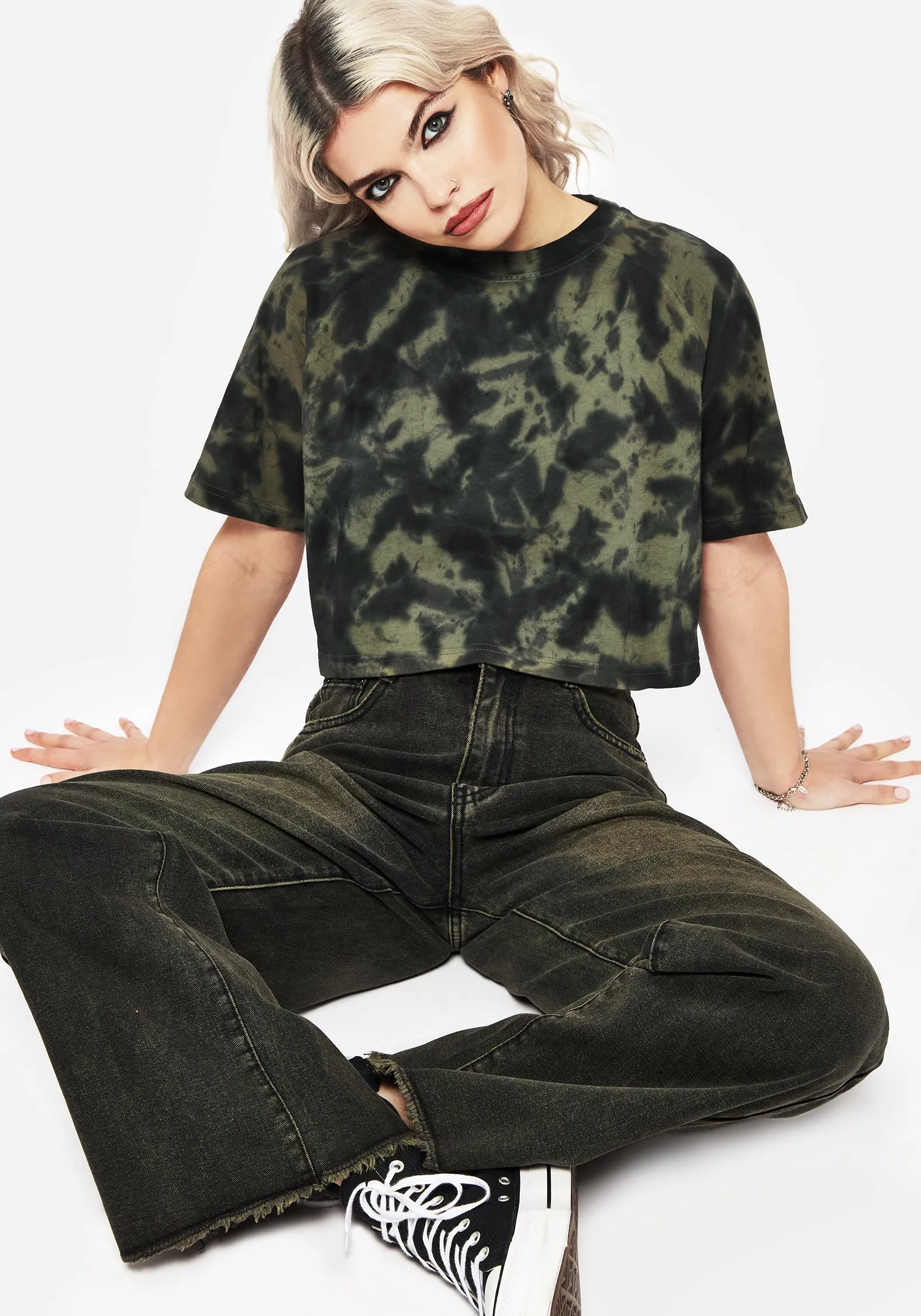 Chill Vibes Cropped length Anthea Wide Leg Washed Denim Jeans