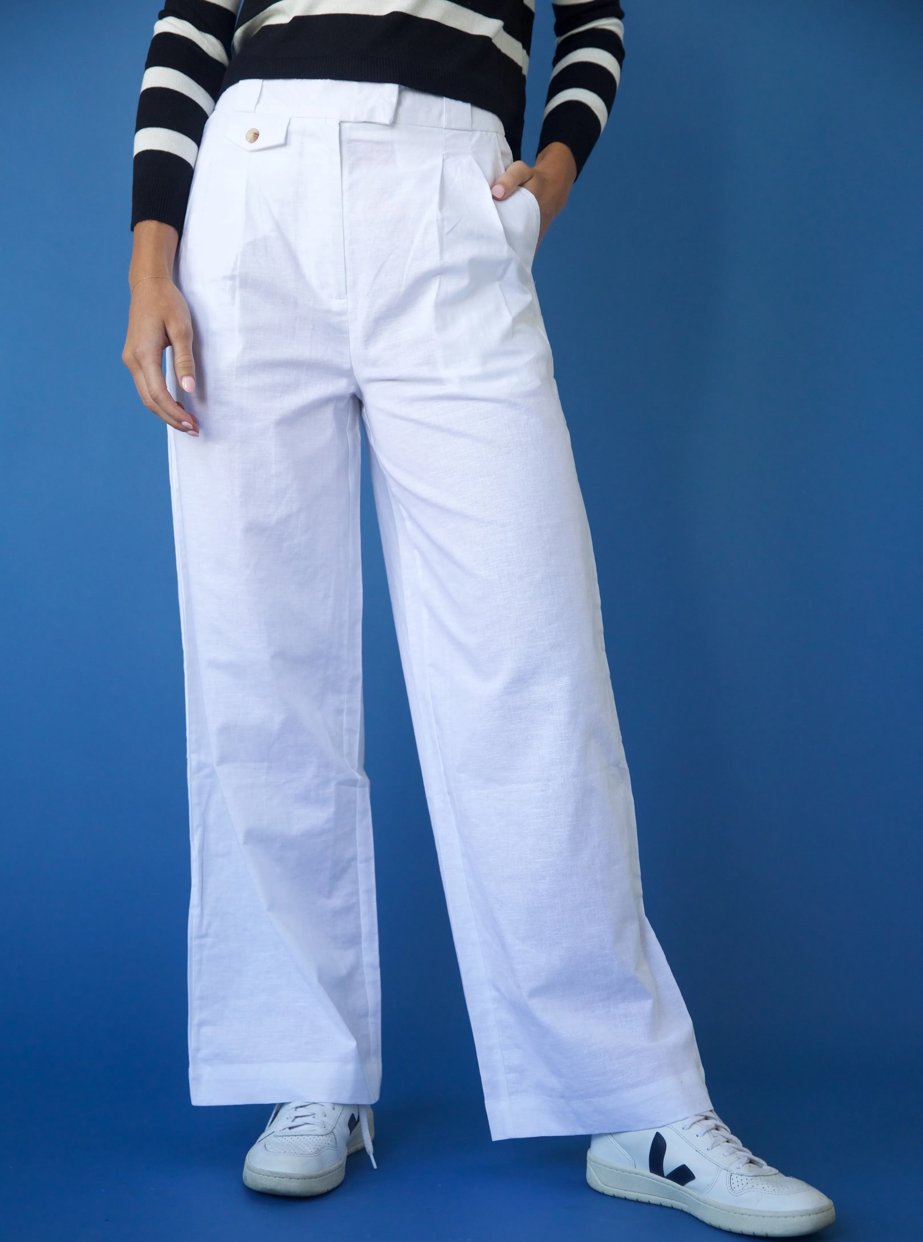 Base Outfit Trend Setter Sunny Vibes White Linen Trouser