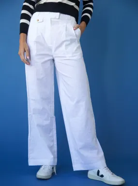 Base Outfit Trend Setter Sunny Vibes White Linen Trouser