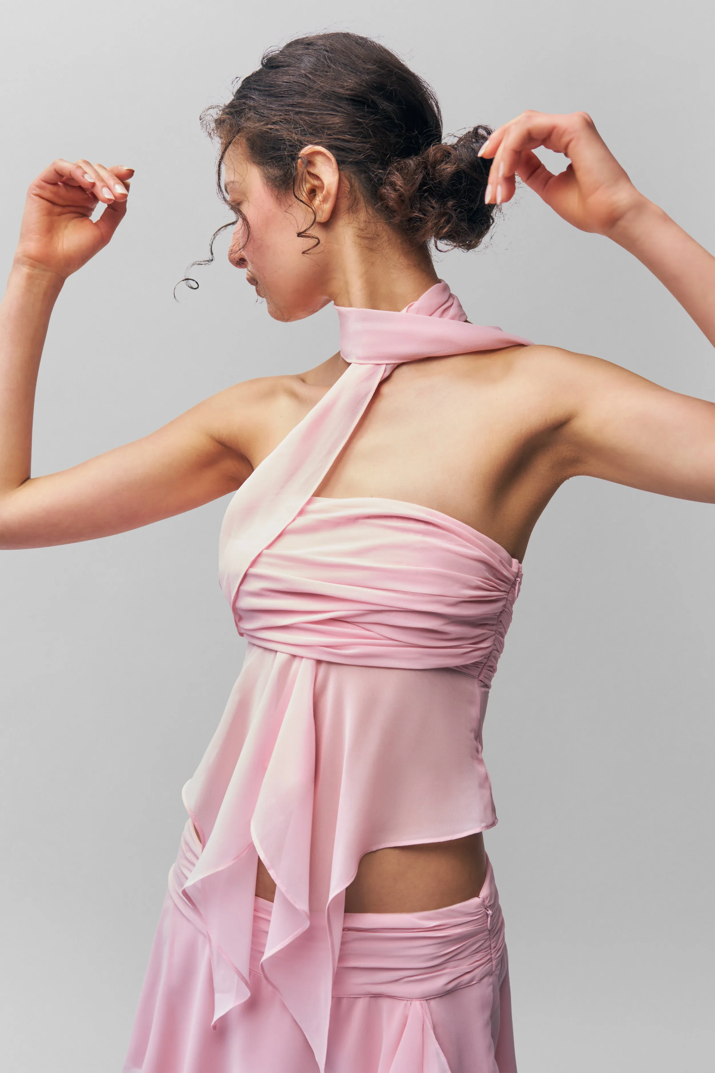 Chiffon Wrap Around Top Non Restrictive Cut Thermal Adaptive Cloth