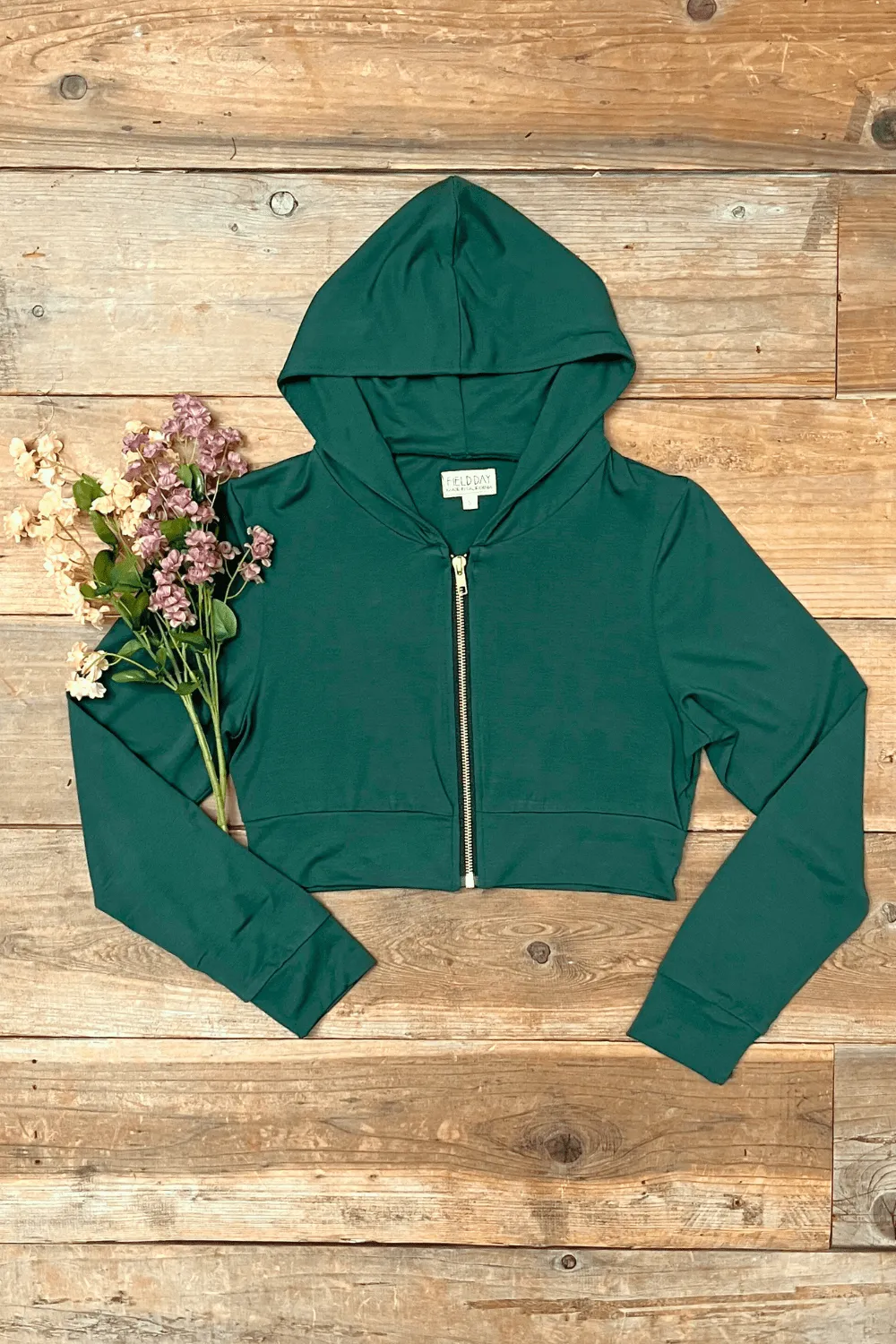 Perfect Knit Cropped Hoodie in Fern Green Modal