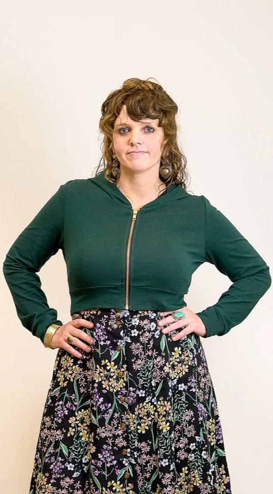 Cropped Hoodie in Fern Green Modal Quick drying material