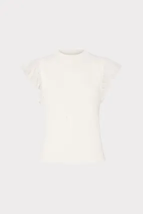 SublimatedPrint Lightweight Thermal Chiffon Flutter Sleeve Knit Top