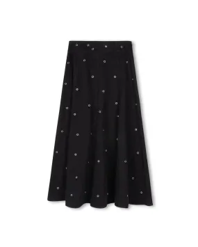 Drop Yolk Paneled Denim Skirt Wrinkle Resistant