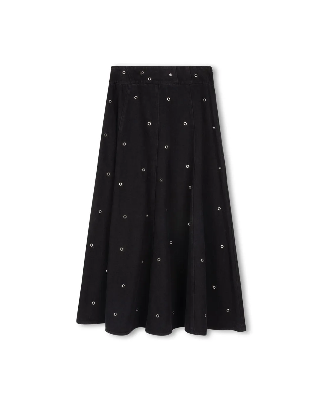 Drop Yolk Paneled Denim Skirt Wrinkle Resistant