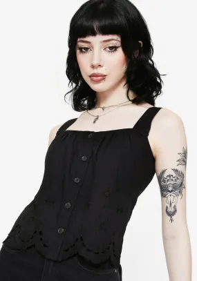 Synthweb Cotton Broderie Hem Cami Top Thermal Insulation Core EasyCareMaterial