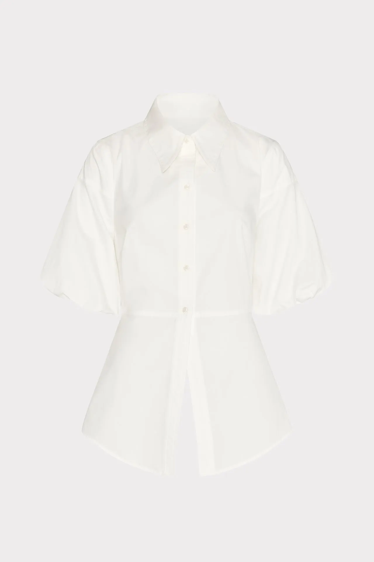 Tie Back Poplin Button Down Shirt SelfFabric Binding