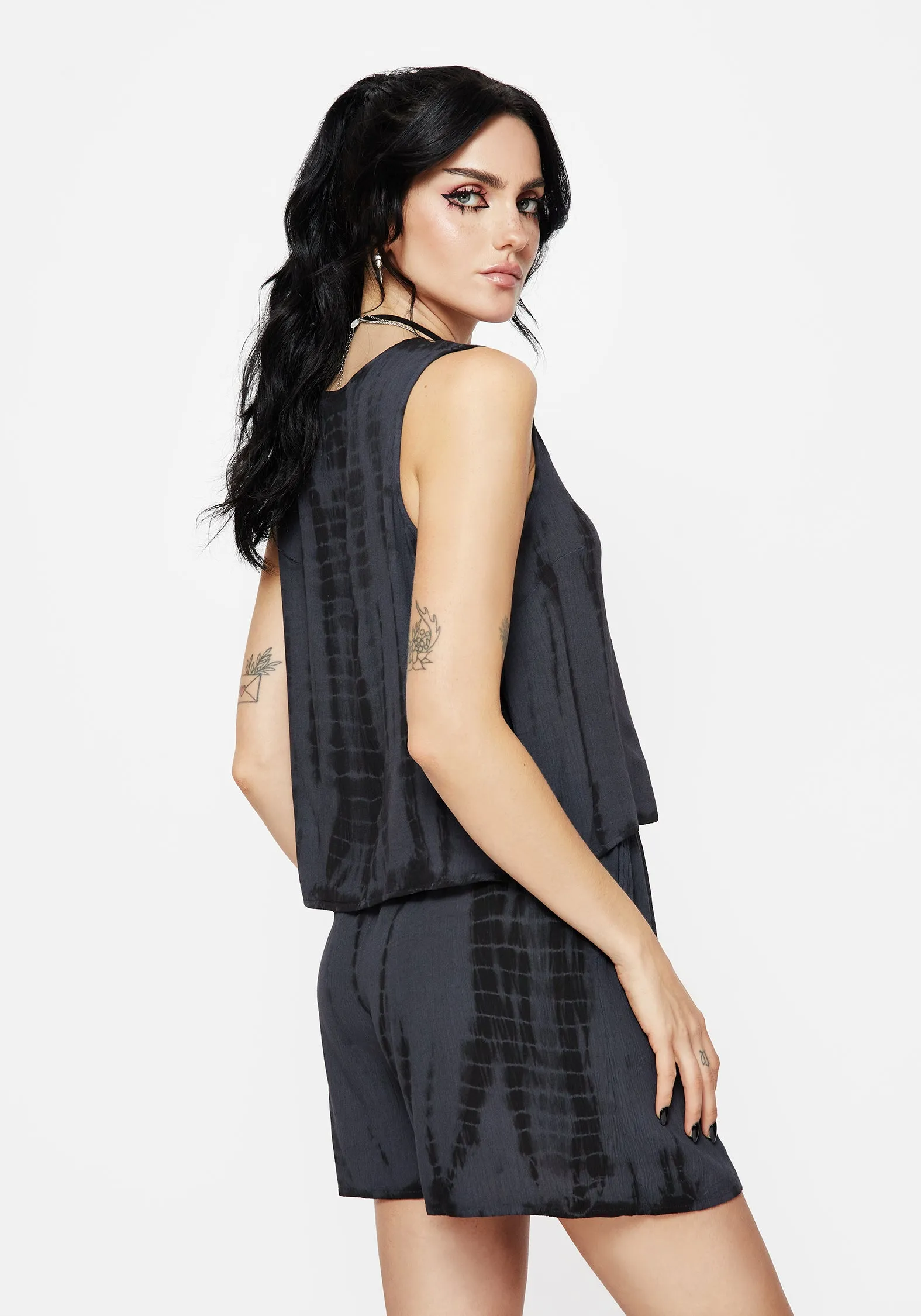 Aria Tie Dye Button Up Top HighCollar Design