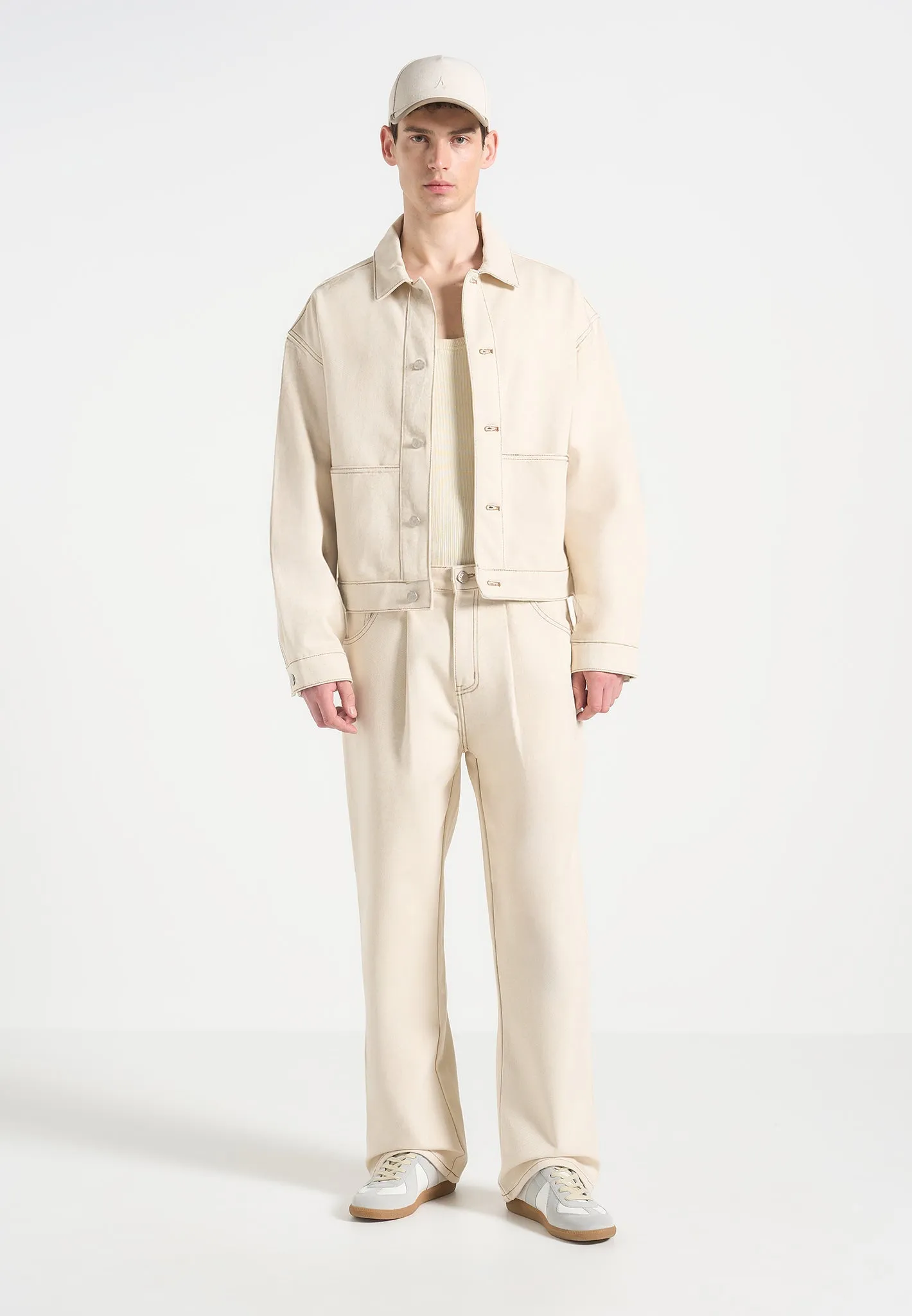 Party Look Sunny Vibes Couple Look Arnault - Pleated Denim Jeans - Cream