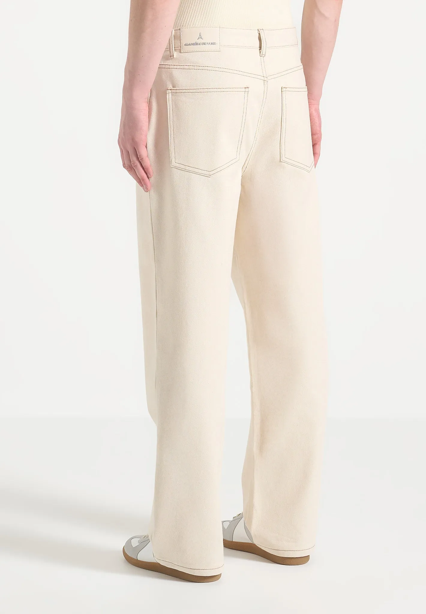 Arnault - Pleated Denim Jeans - Cream Timeless Wear