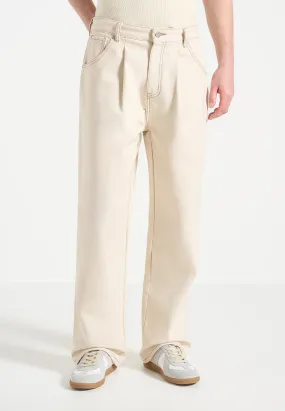 Arnault - Pleated Denim Jeans - Cream Travel Essential Daily Function