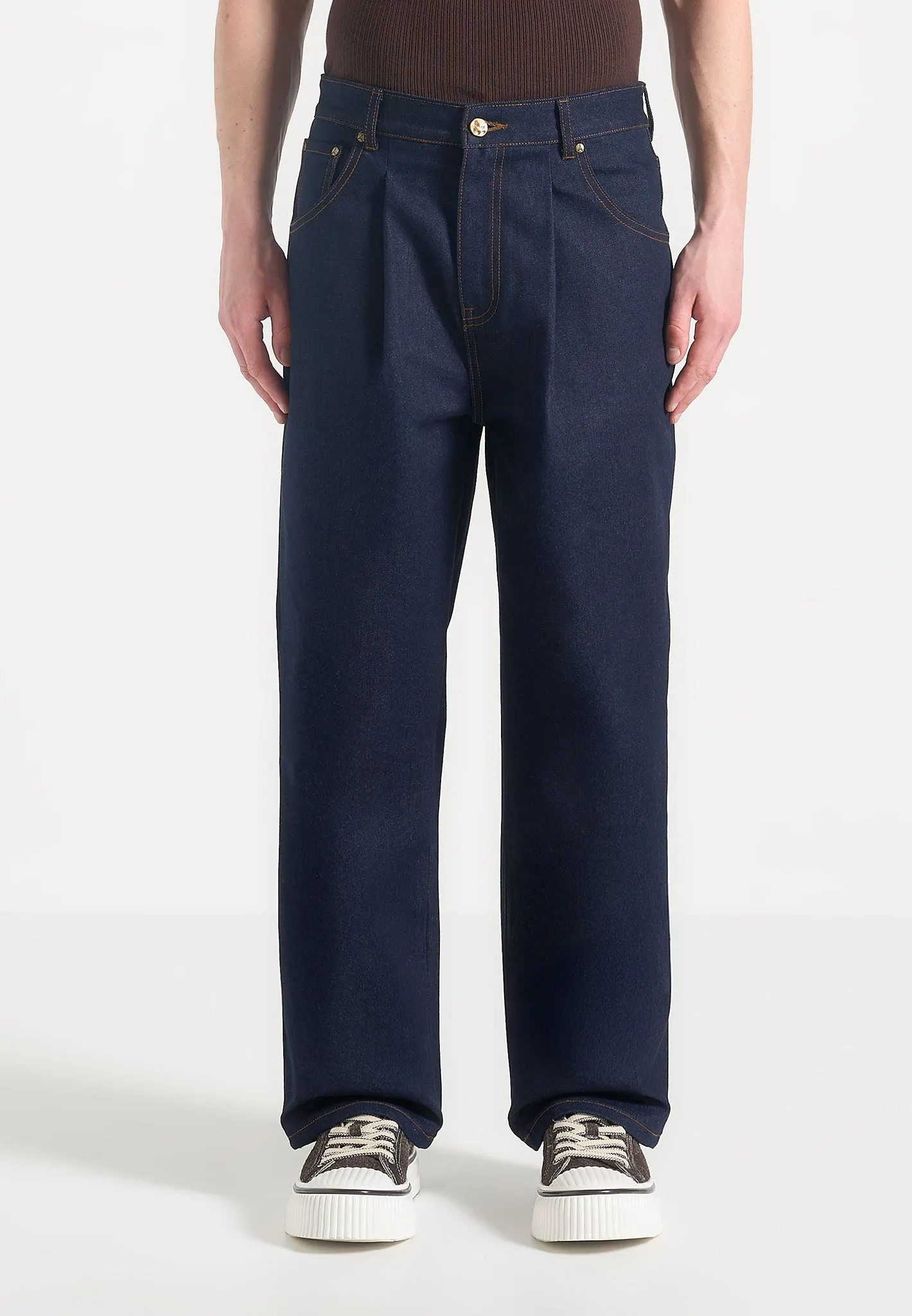 Arnault - Pleated Denim Jeans - Indigo Reliable Basic Odor Control Tech