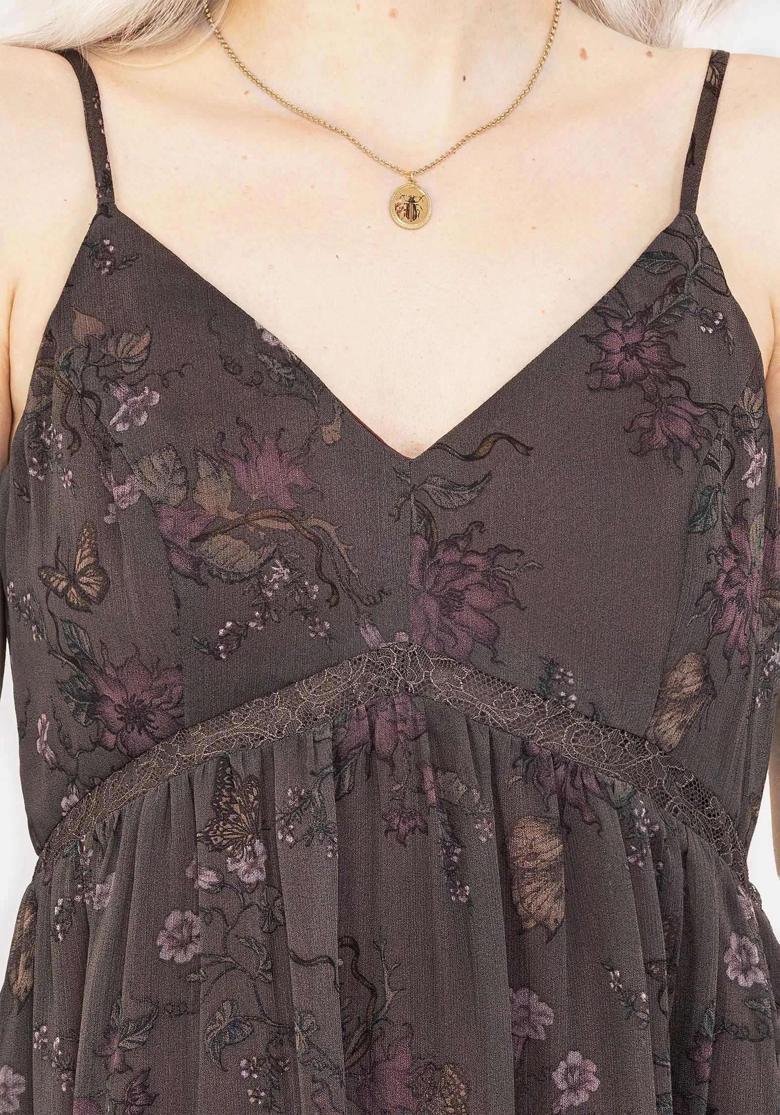 Slim Touch Arnora Chiffon Lace Insert Cami Midaxi Dress