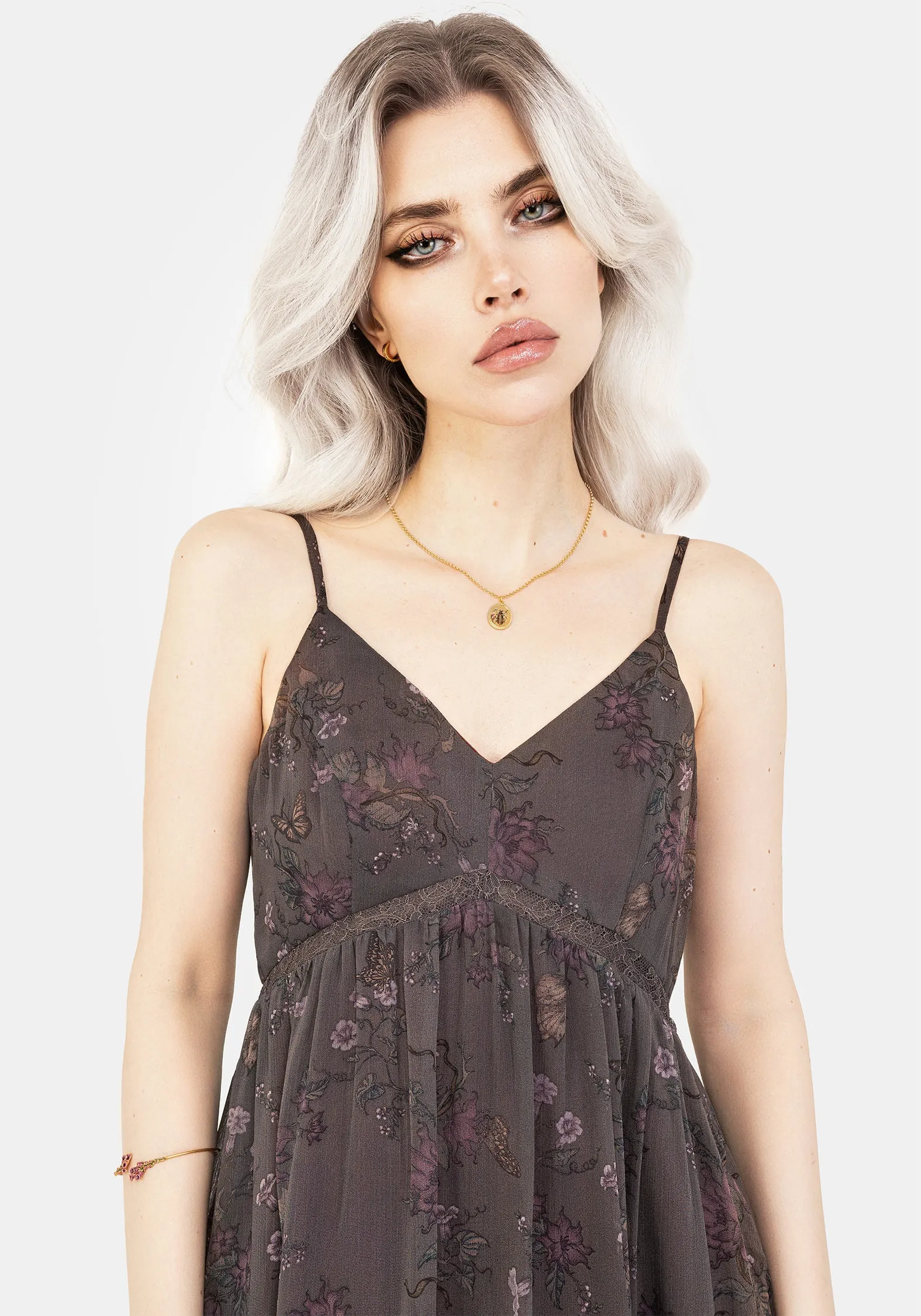 perfect for events Arnora Chiffon Lace Insert Cami Midaxi Dress
