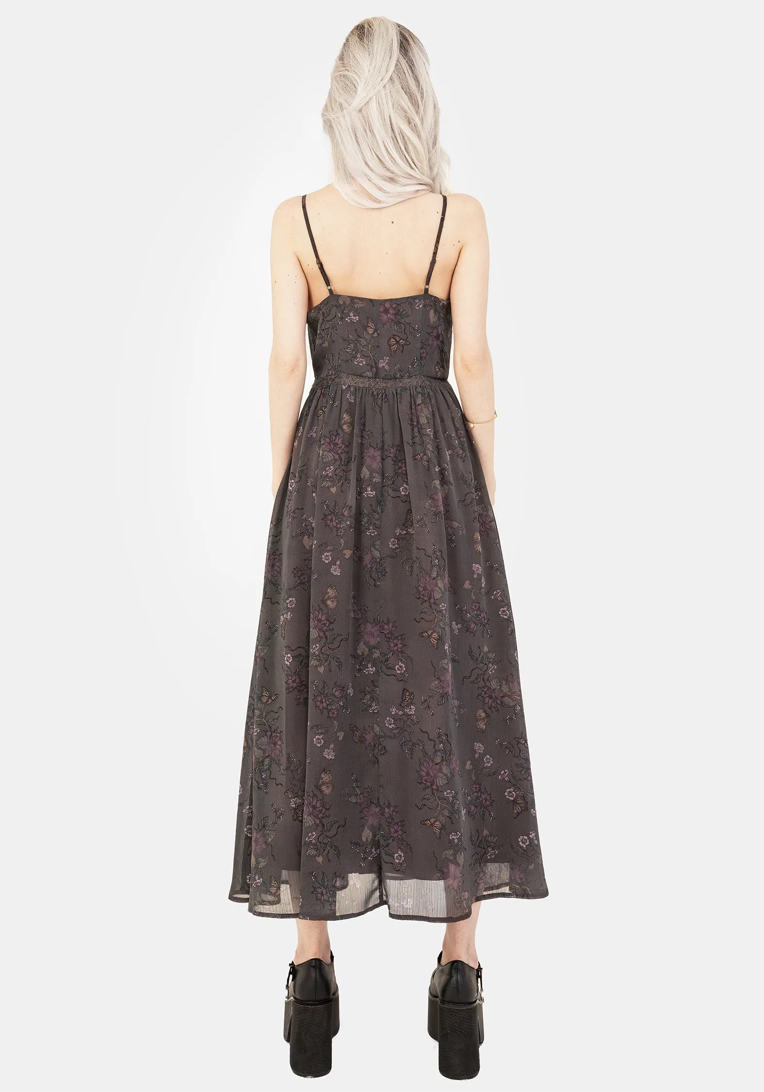 Midnight Mood Arnora Chiffon Lace Insert Cami Midaxi Dress