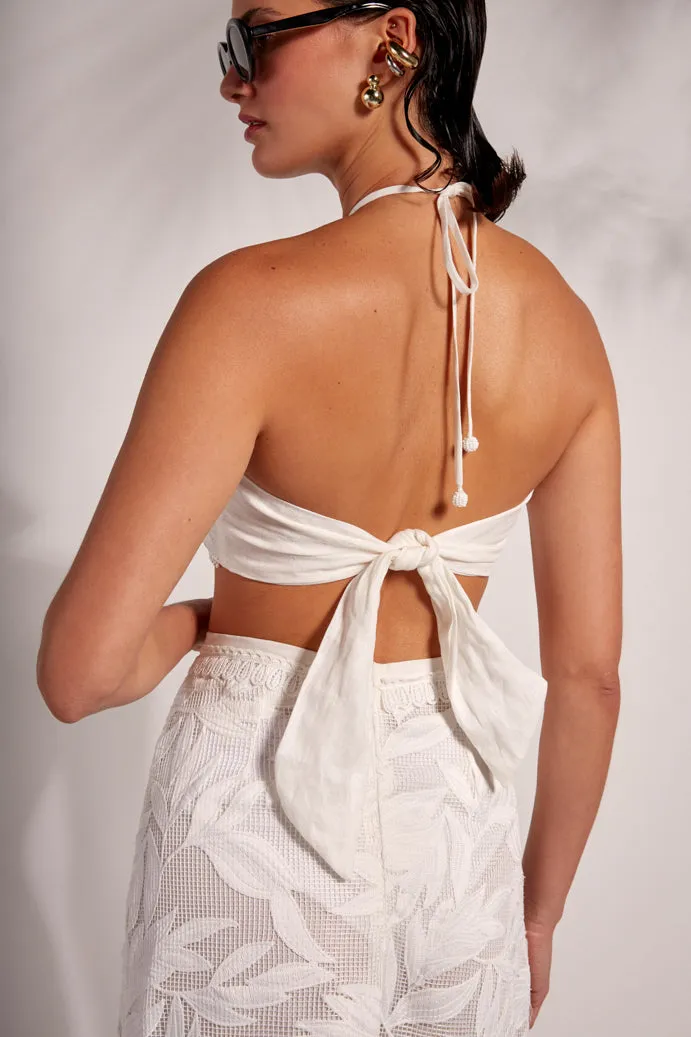 ARYA TOP WHITE Stone Wash Process Cotton Blend