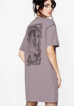 Simple chic mini Saria Cotton Goddess Printed Jersey Tee Dress