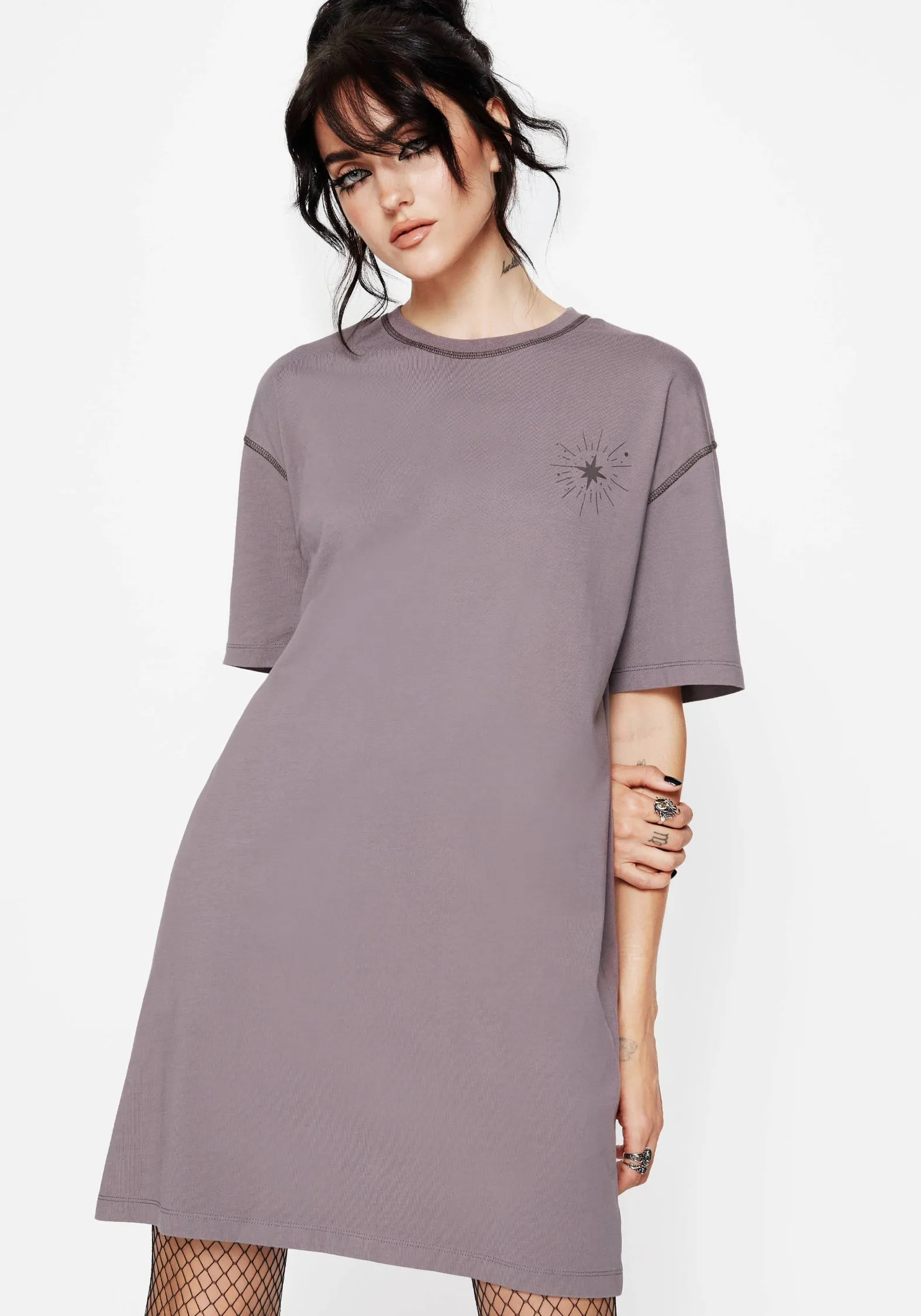 CrinkleResistantWeave Breath Soft Saria Cotton Goddess Printed Jersey Tee Dress