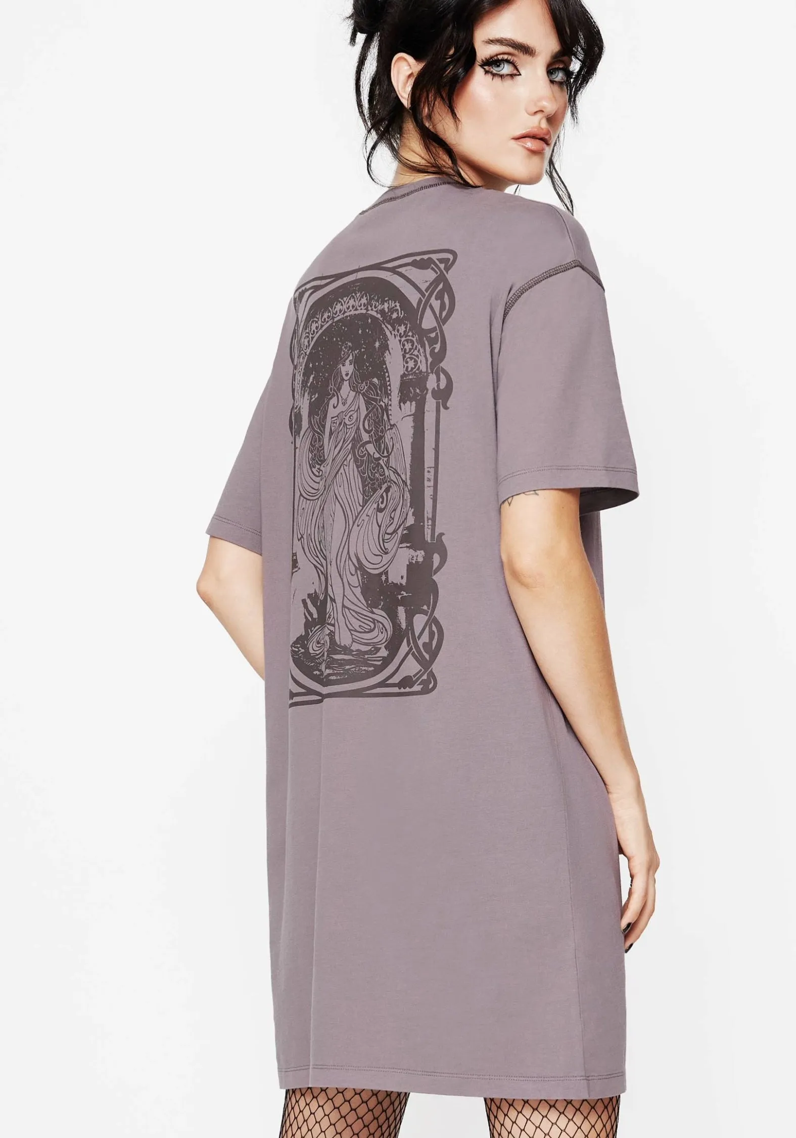 Saria Cotton Goddess Printed Jersey Tee Dress Smart Layer Wear