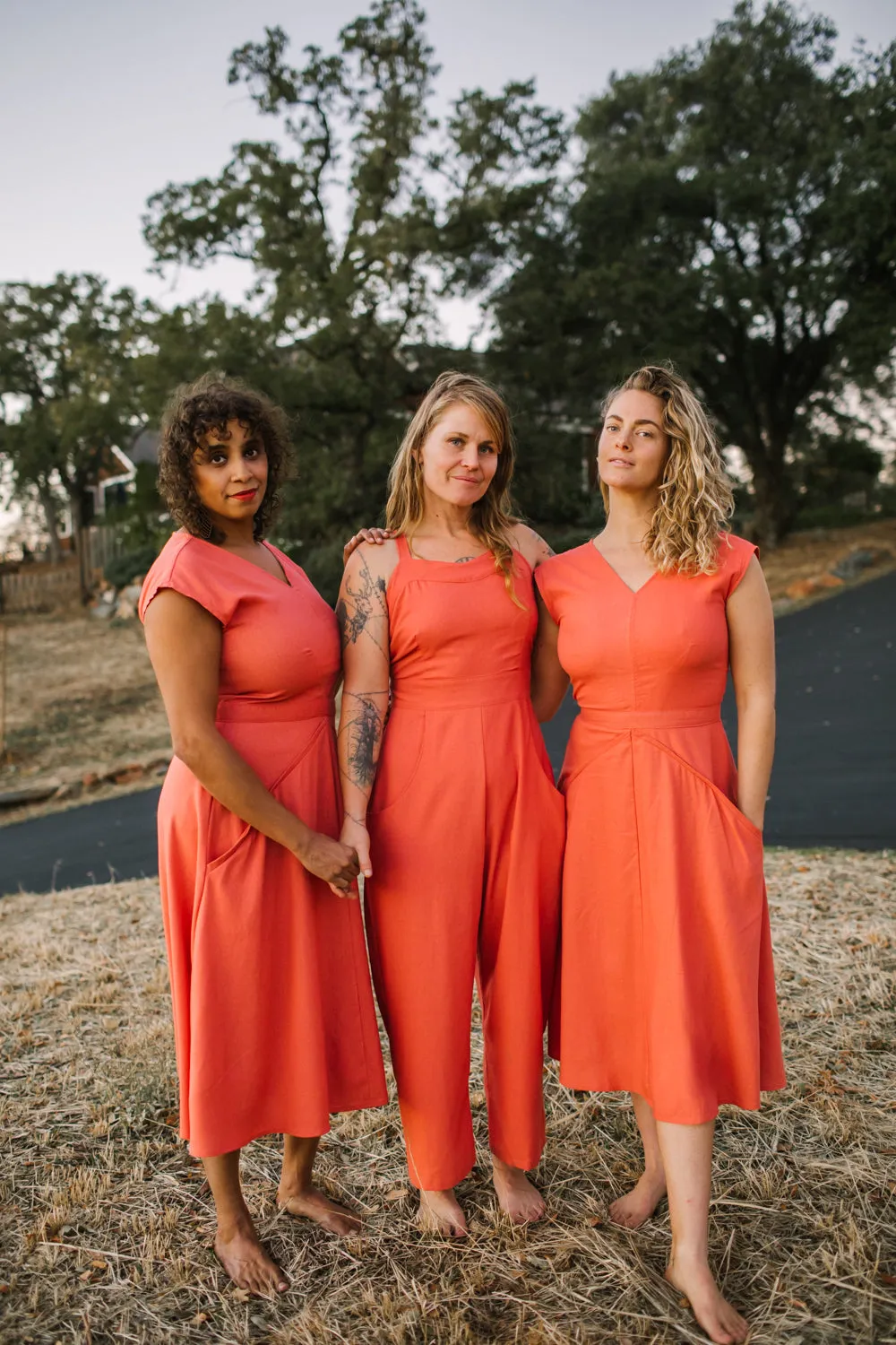 Xena Dress in Coral Linen Sleek Comfort