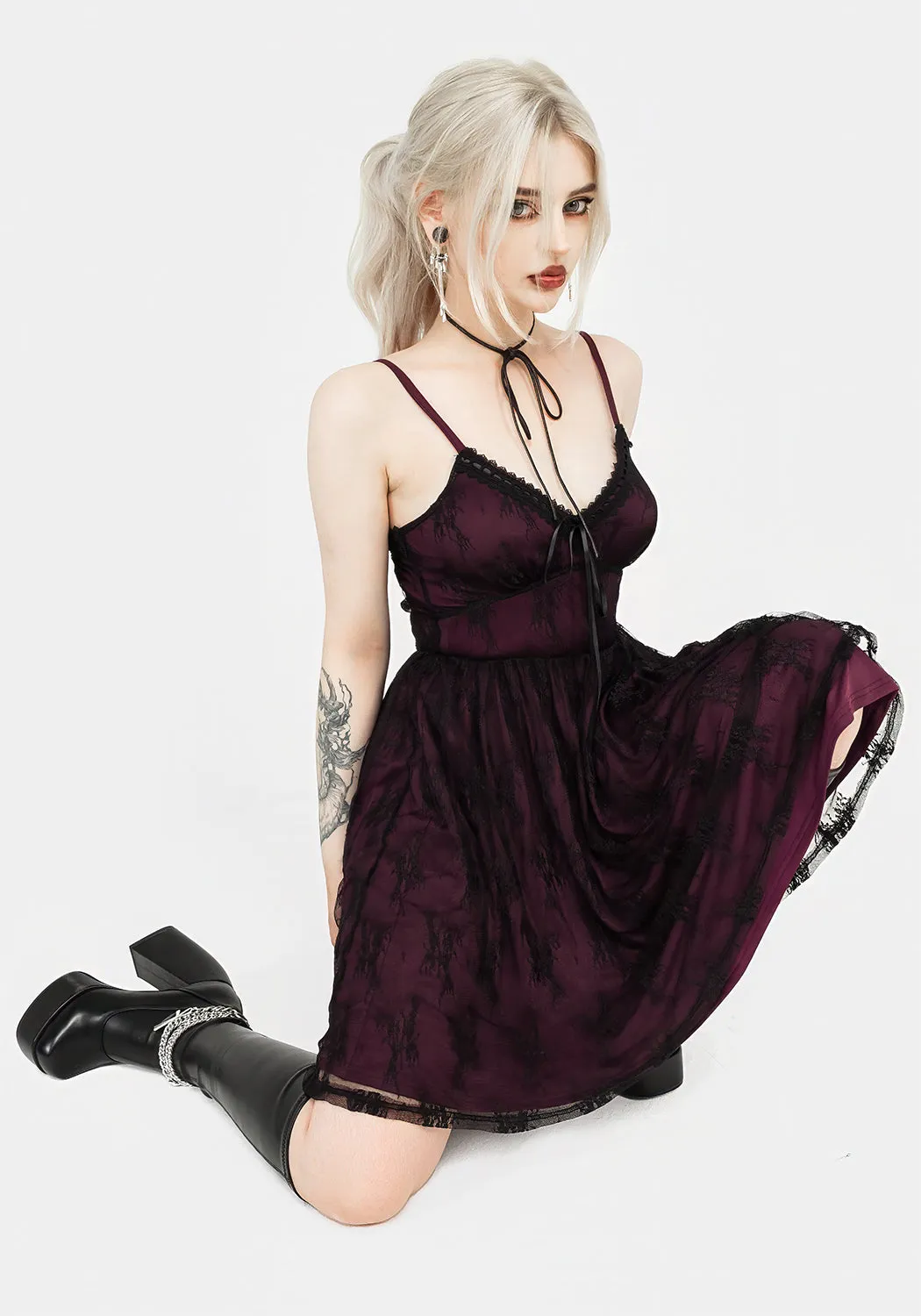 Silky Surface Anastasie Stretch Lace Mini Dress