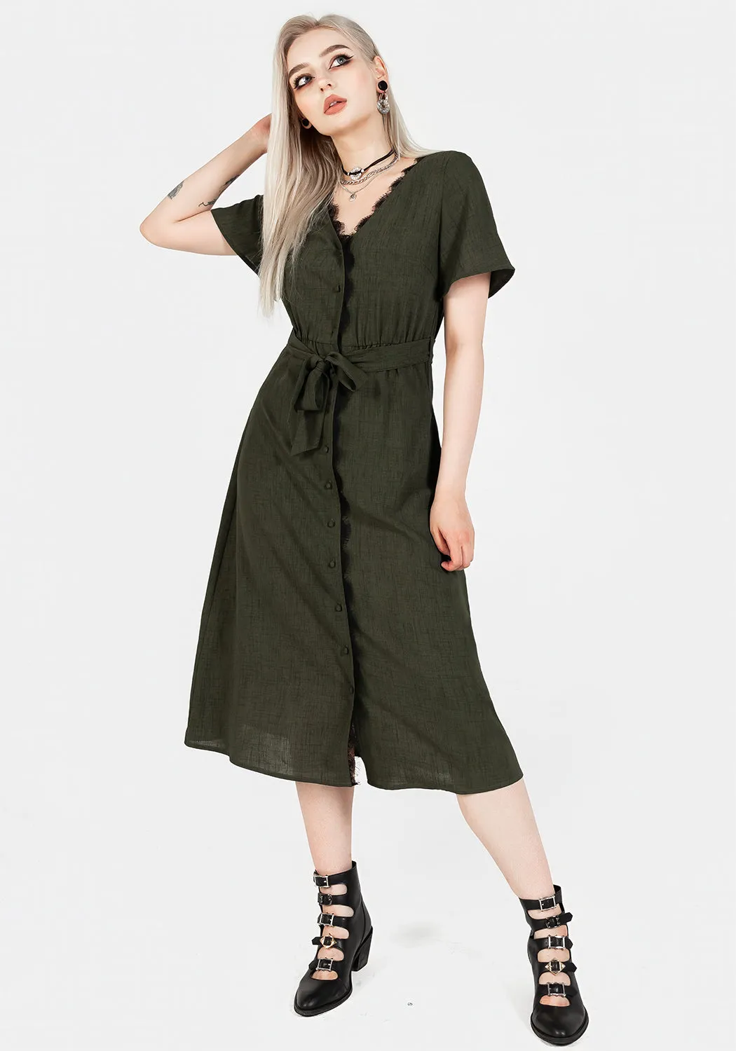Ava Angel Sleeve Midi Dress Trend Smart