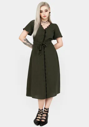 Ava Angel Sleeve Midi Dress BreathableFabric Bust-Enhancing