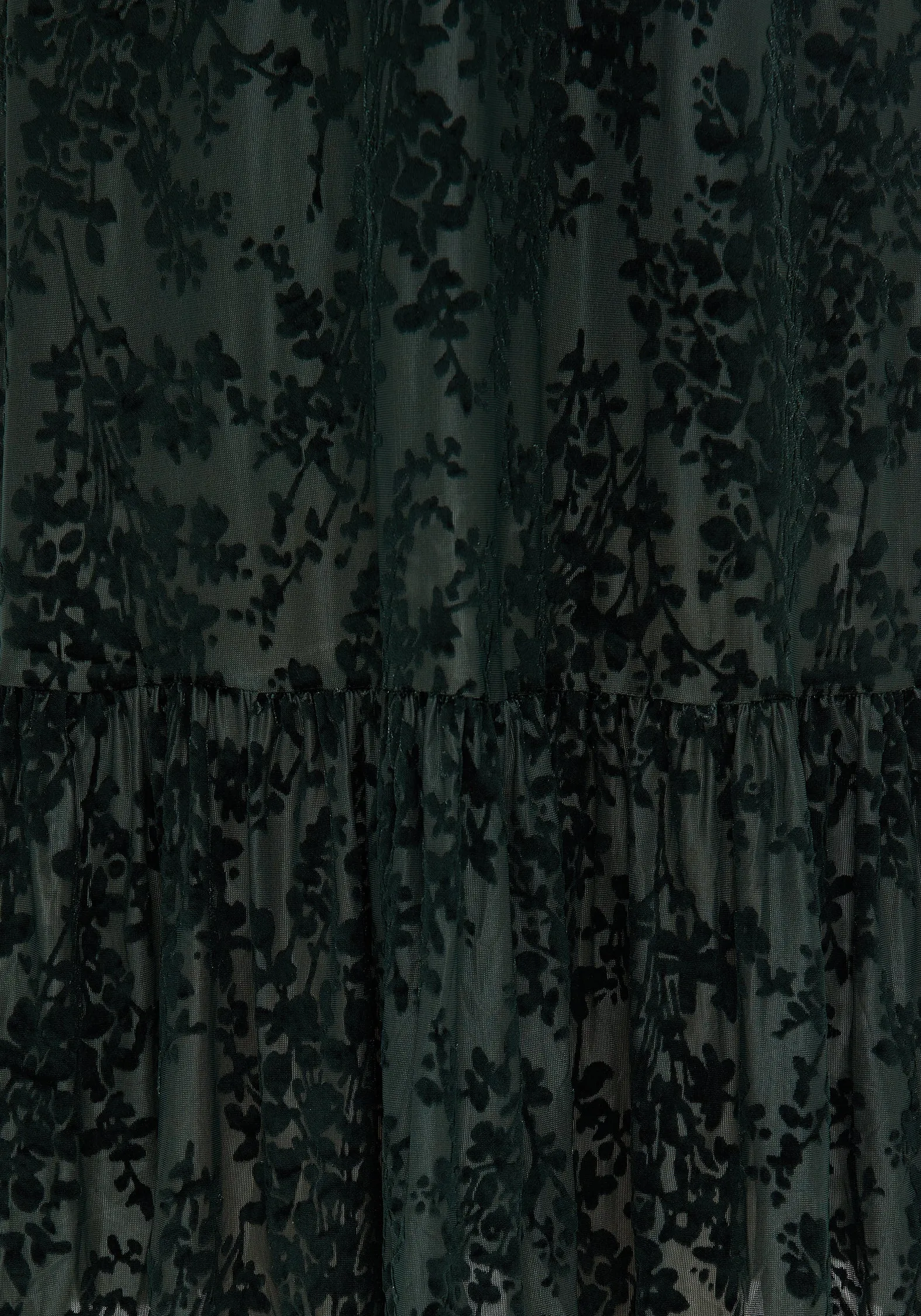 Avalon Floral Flocked Velour Frill Sleeve Midaxi Dress Business casual Statement-Print