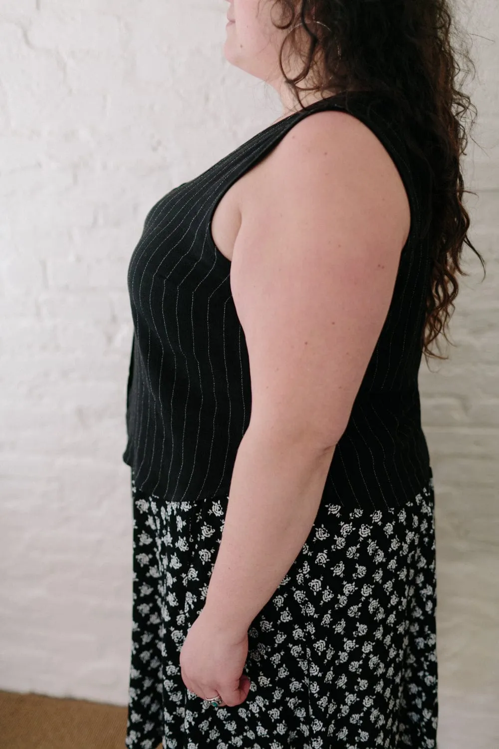 Chilly Layer Look Aviva Top in Black Pinstripe