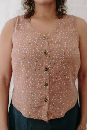 Layered Wearable Aviva Top in Faun Floral