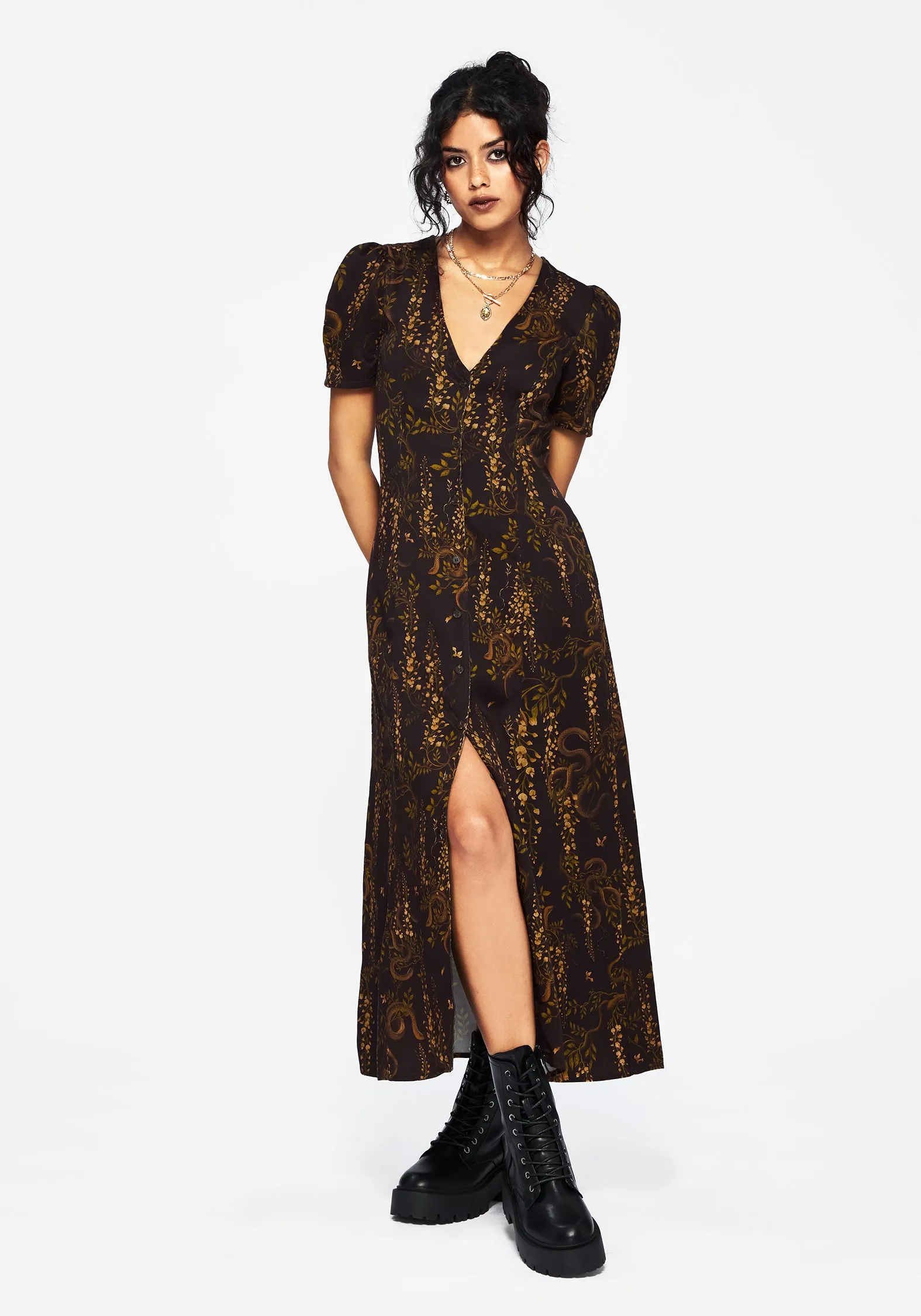 Azazel Snake Printed Midaxi Dress Metro View Shimmer Light