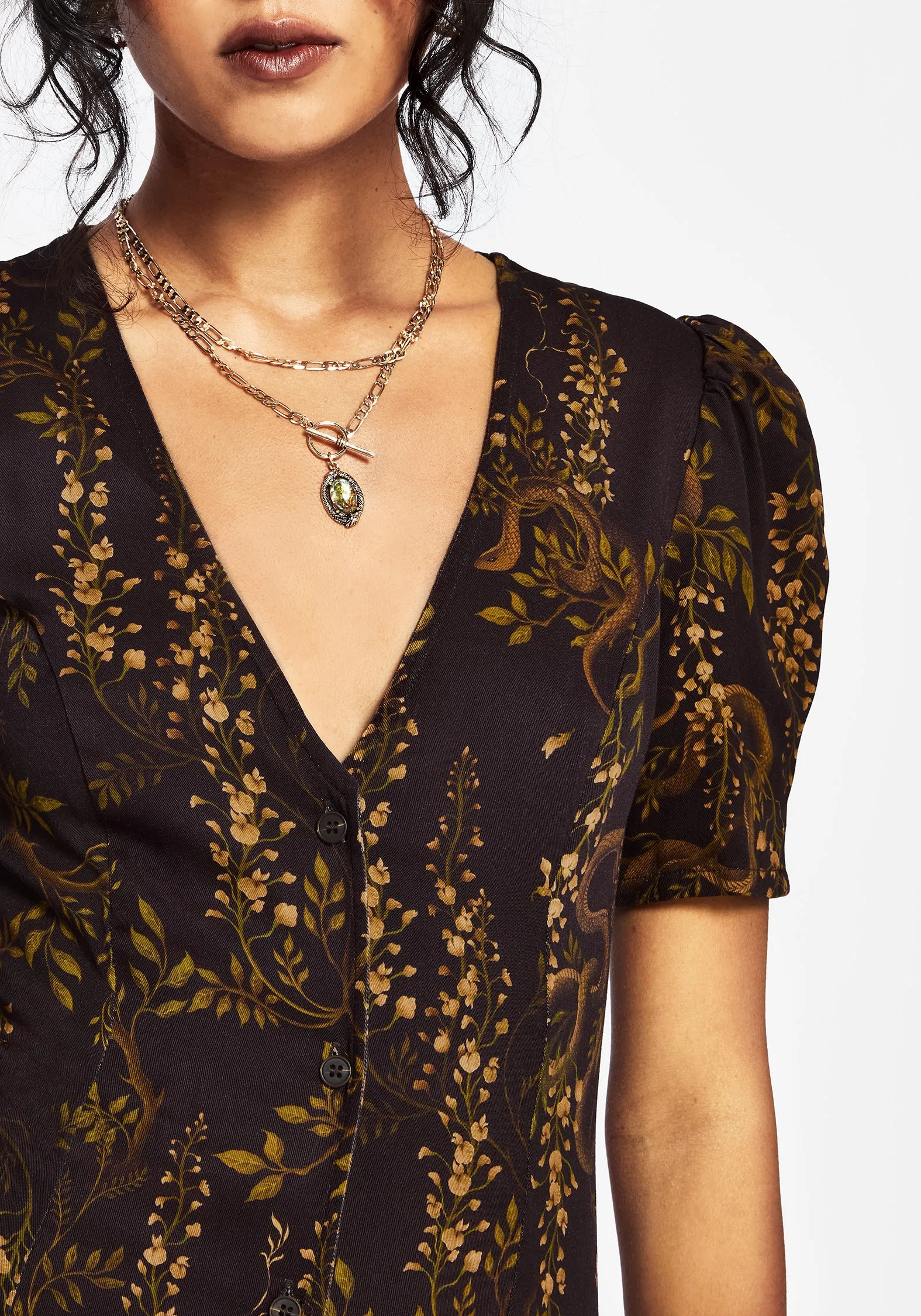 Azazel Snake Printed Midaxi Dress Satin Finish Playful touch