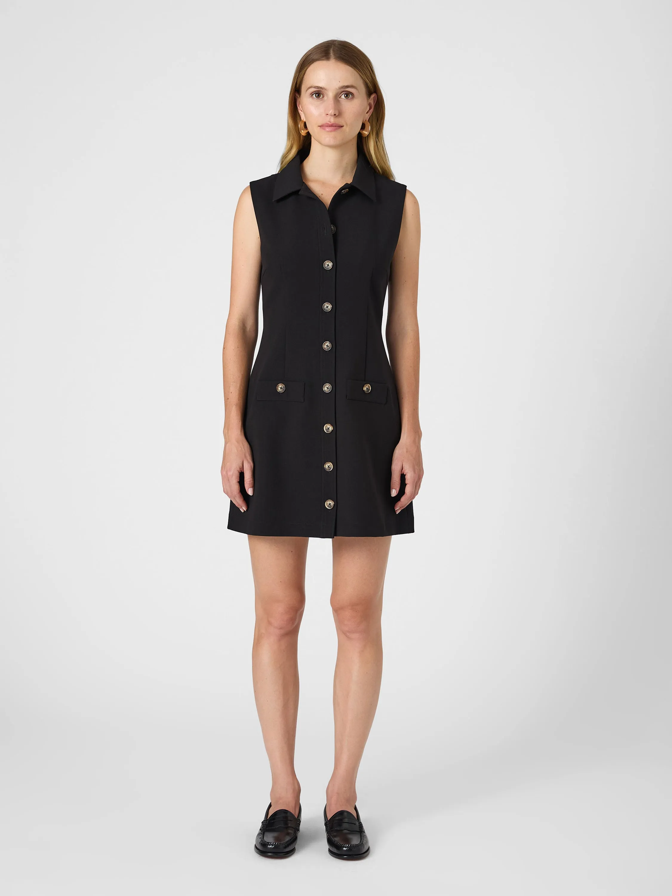 Sleek and Sleek Kind Light Azra Twill Sleeveless Button Down Dress