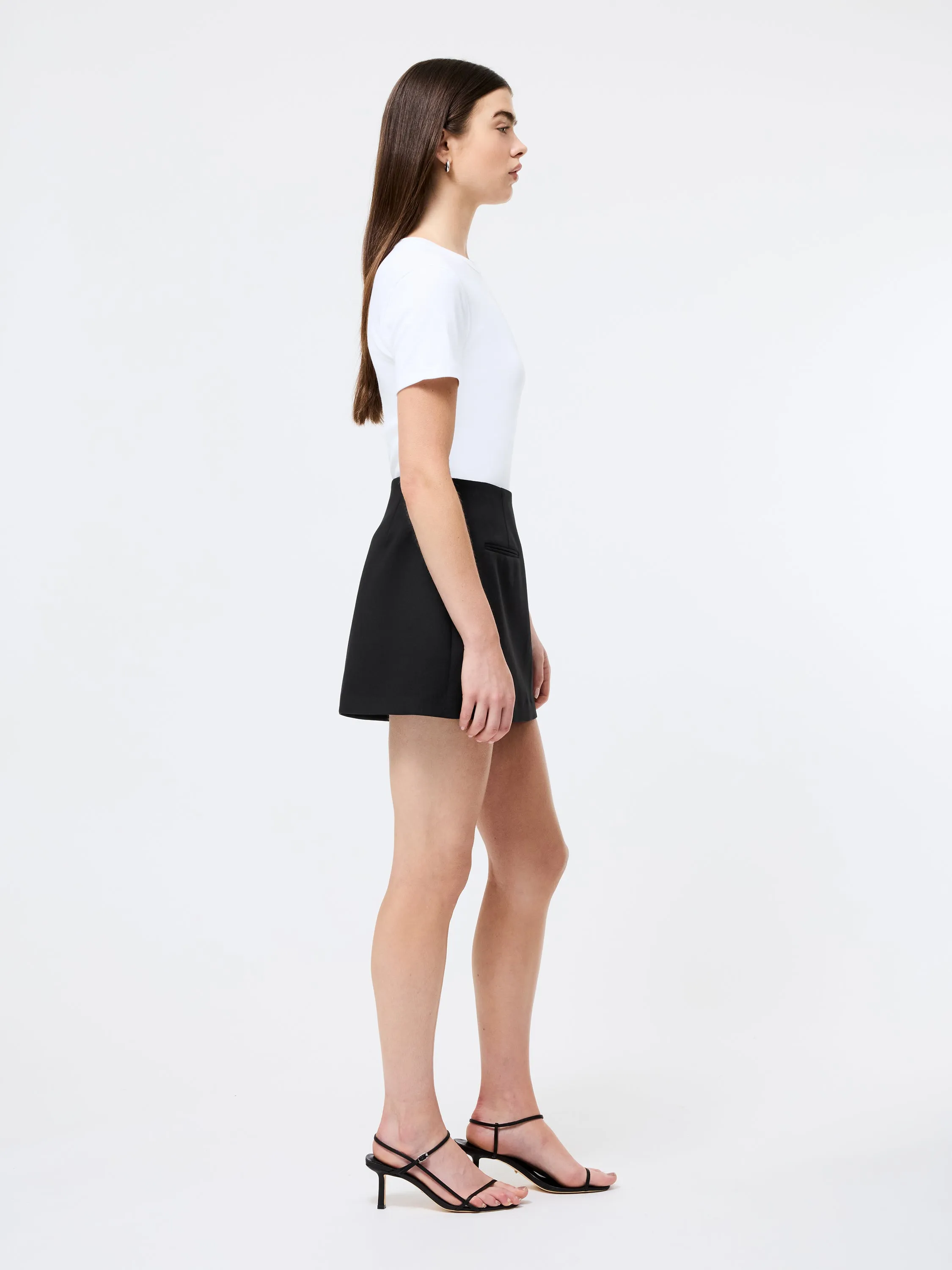 Azra Twill Welt Pocket Mini Skirt Simple Styling Diagonal Slit