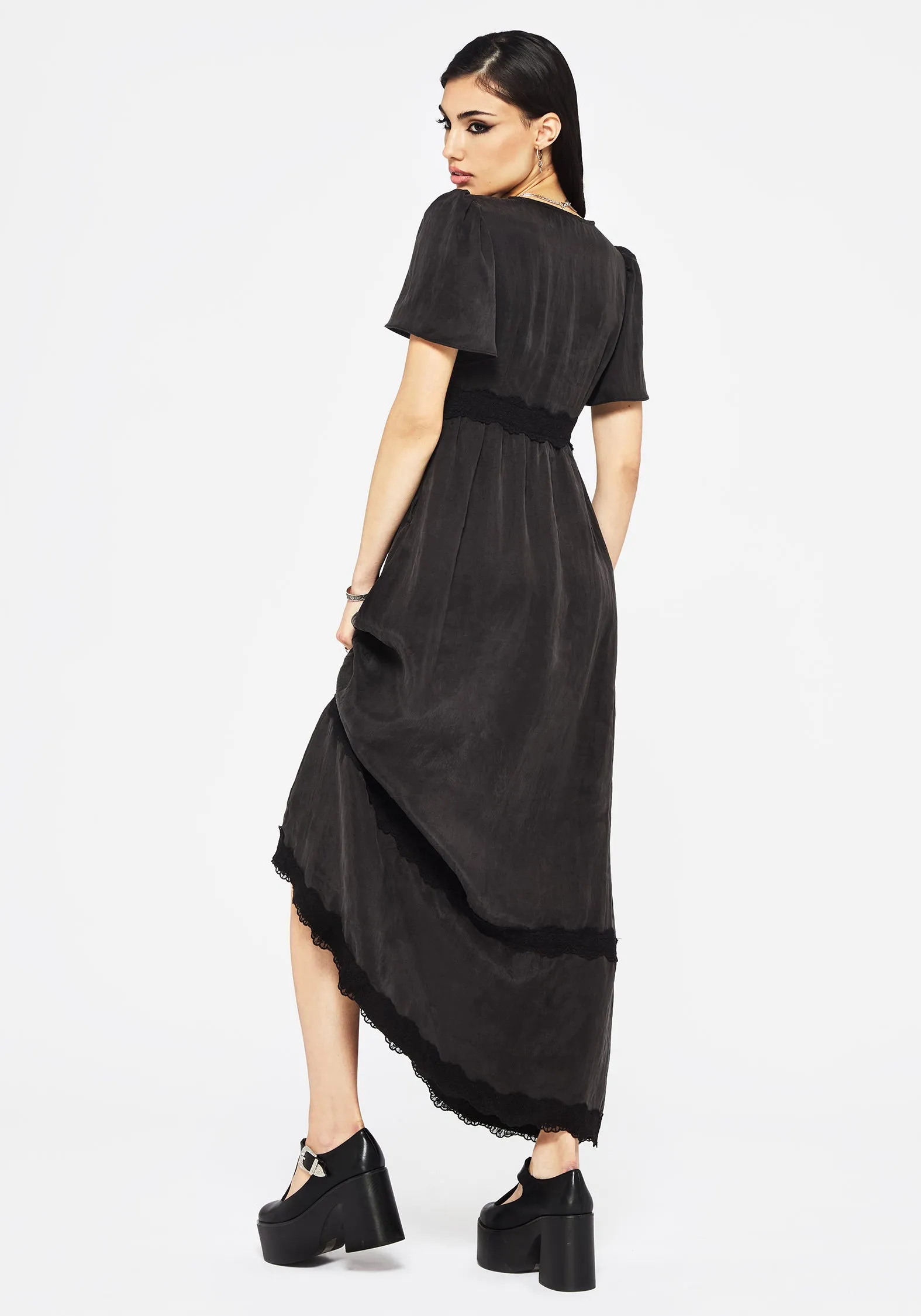 Comfortable fit dress for all body types Practical work-to-play piece Maeve Lyocell Blend Lace Detail Maxi Dress