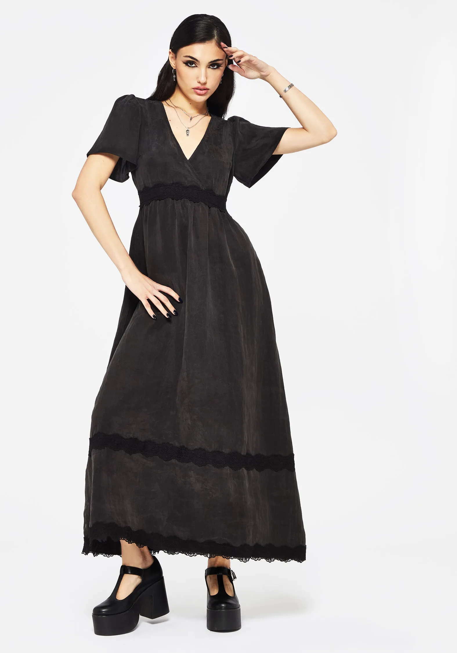 Casual Style Casual event outfit Maeve Lyocell Blend Lace Detail Maxi Dress
