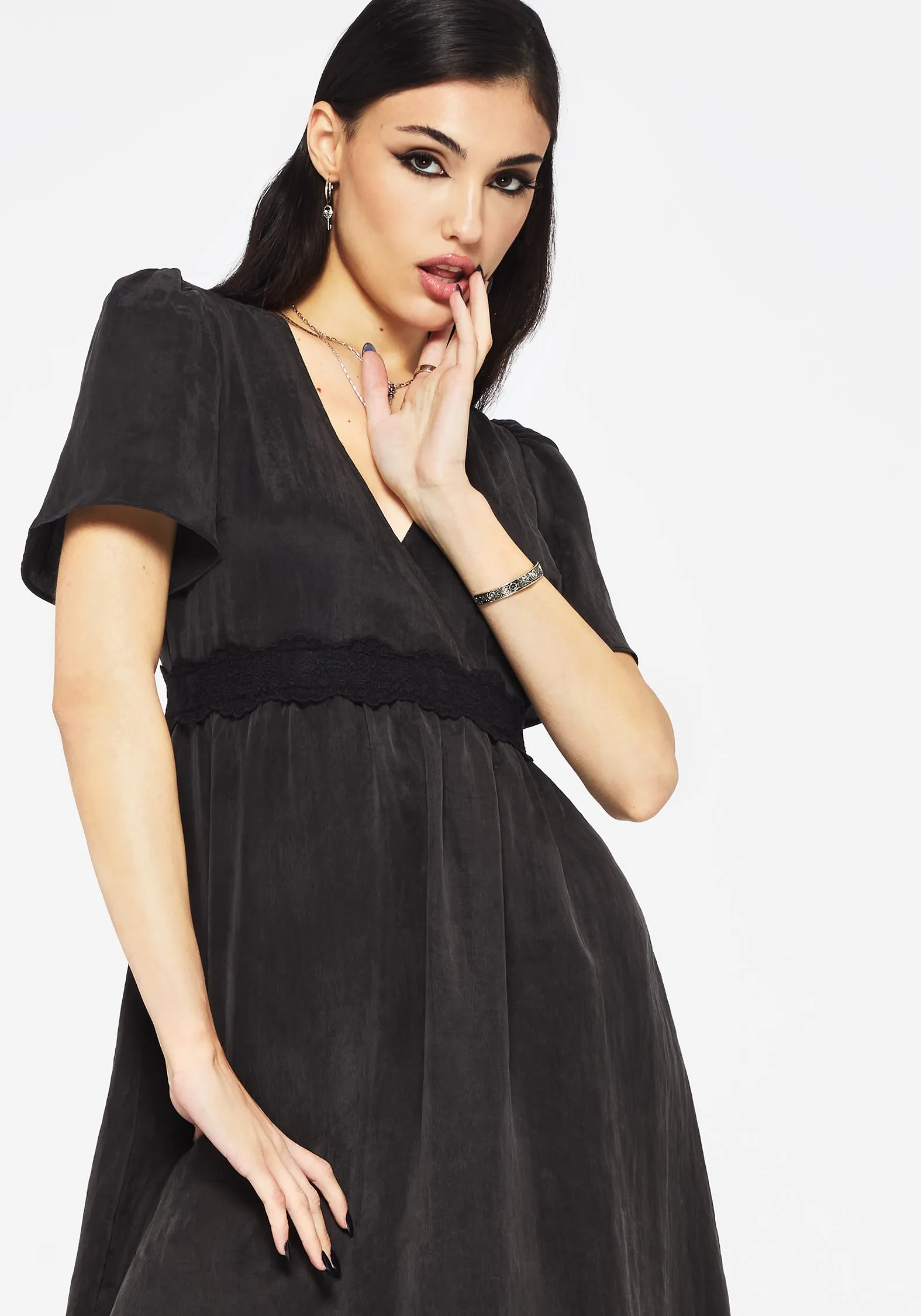 Modern Appearance Maeve Lyocell Blend Lace Detail Maxi Dress