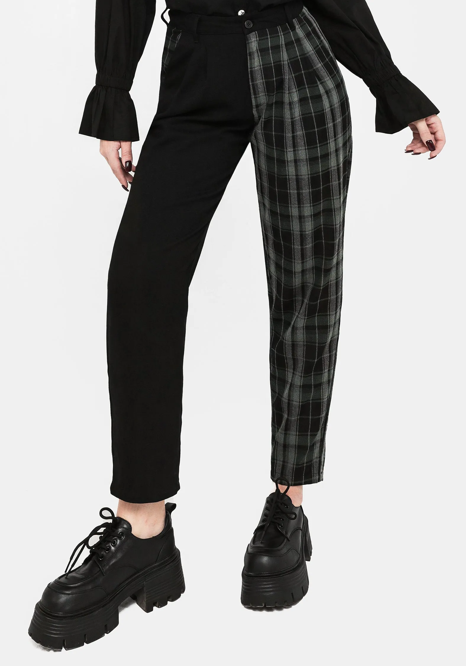 Checkmate High Waist Tapered Trousers Layered Look