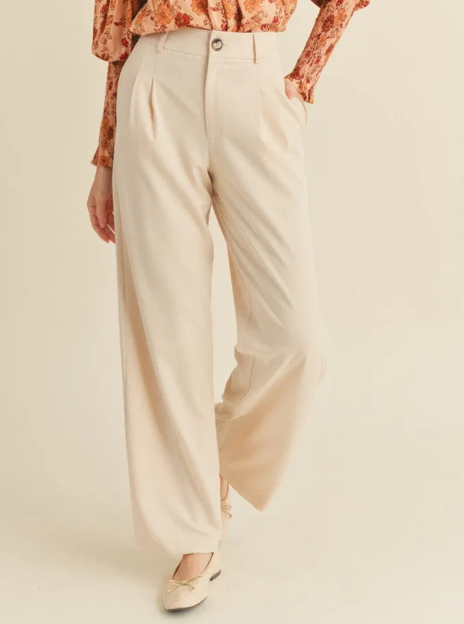 Bambi Trouser in Oat Milk Comfortable Edge