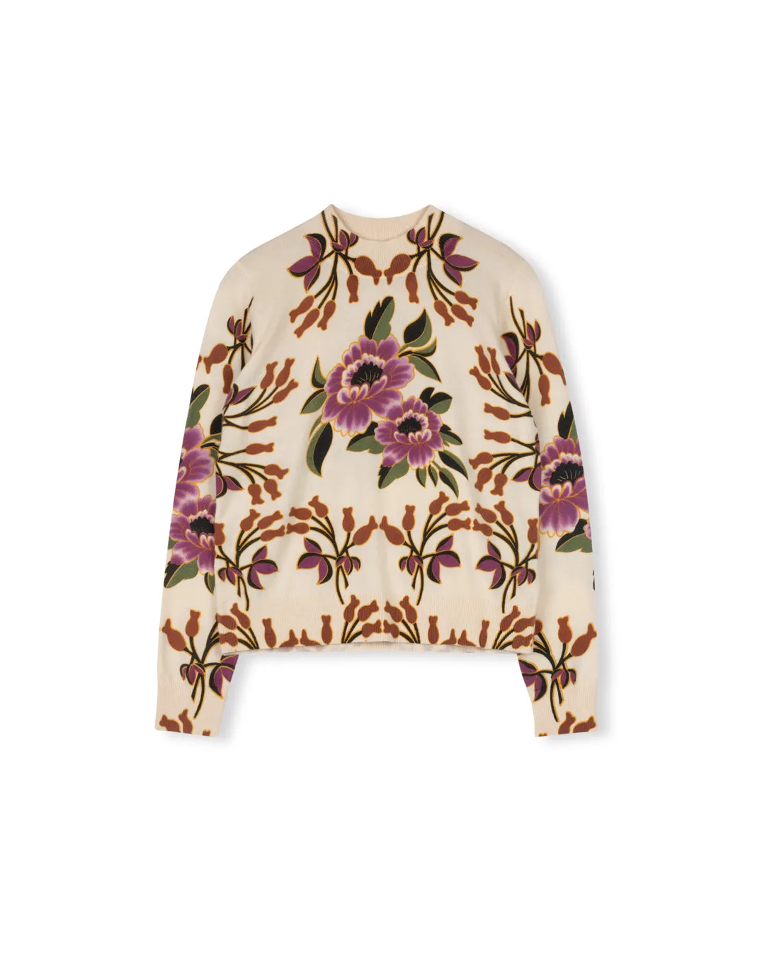 Colorful Printed Flower Sweater Seamless Stitching