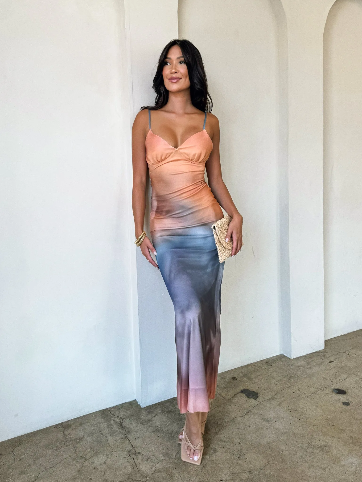 Sunset Mesh Midi Dress - Final Sale Easy Silhouette