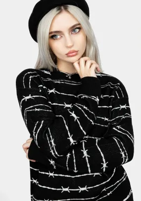 Relaxed Trend Barbed Longline Crew Neck Jumper