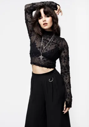 Baroque Long Sleeve Lace Crop Top Breathable Material