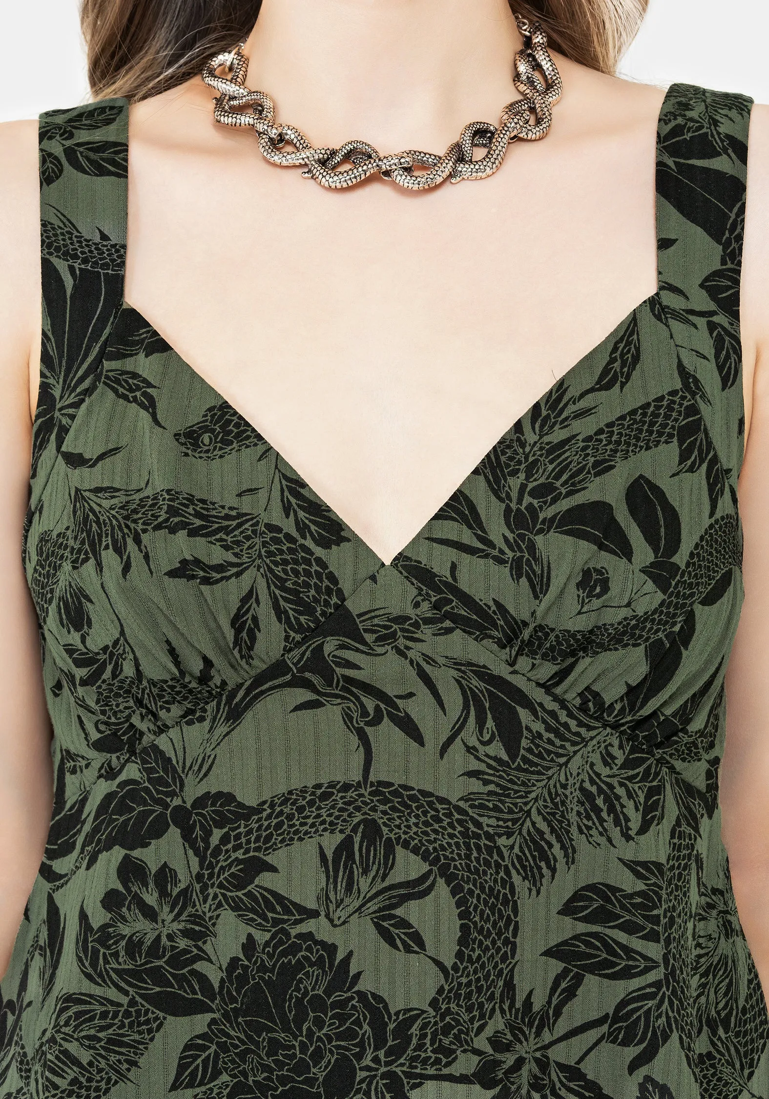 Bashe Cotton Mini Sun Dress - Green All Look