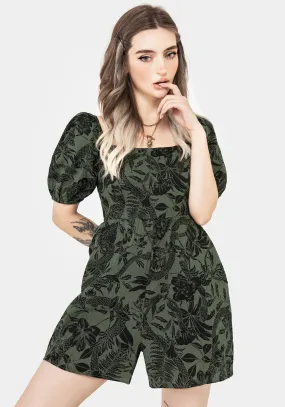 Designer Label Bashe Cotton Puff Sleeve Playsuit - Green