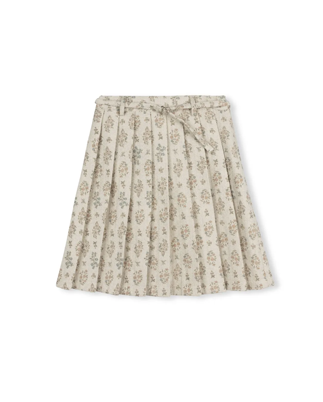 Photoshoot Ready Casual Style Beam Belted Box Pleated Floral Skirt