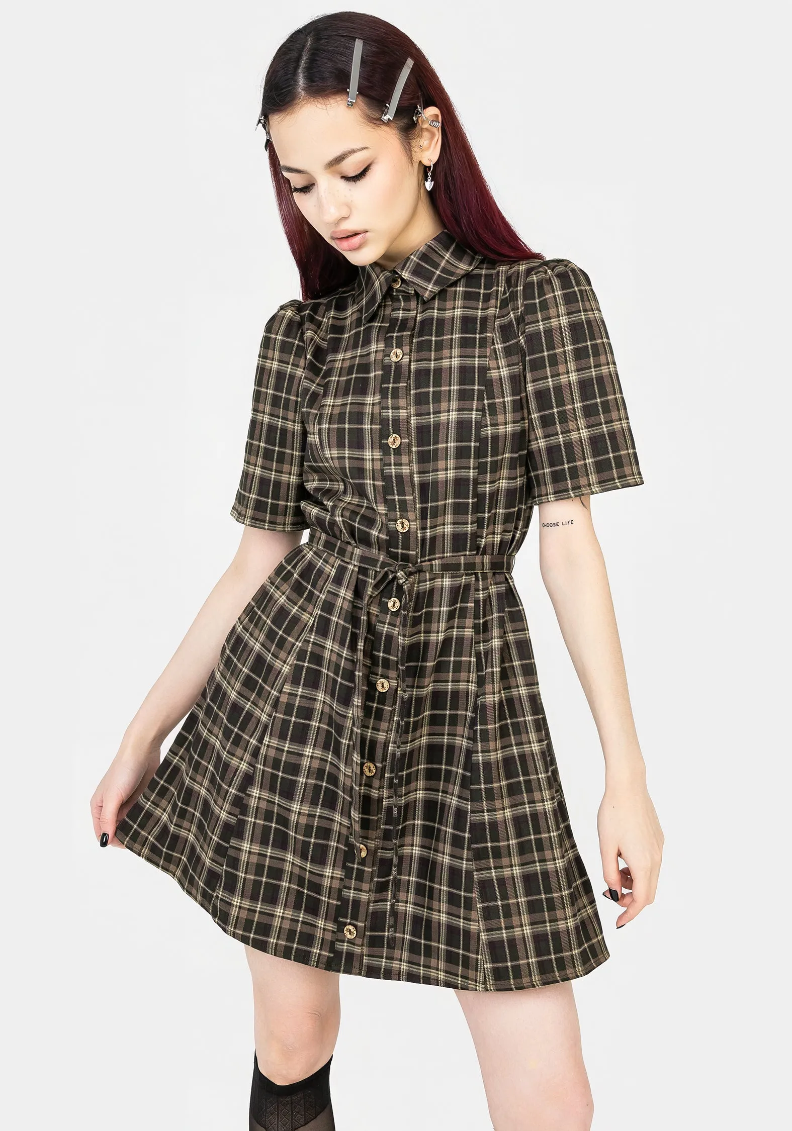 Travel Comfort Street Style Beatrice Check Mini Shirt Dress