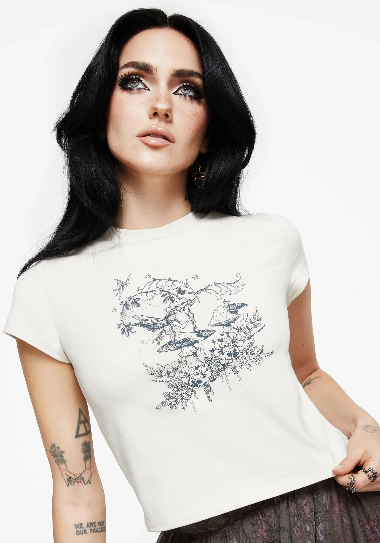 weekday wear ethical Maypole Cotton Fairy Print Crop T-Shirt