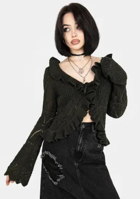 Belleville Ruffle Crop Knit Cardigan UVProtective Knit Density Timeless Pick