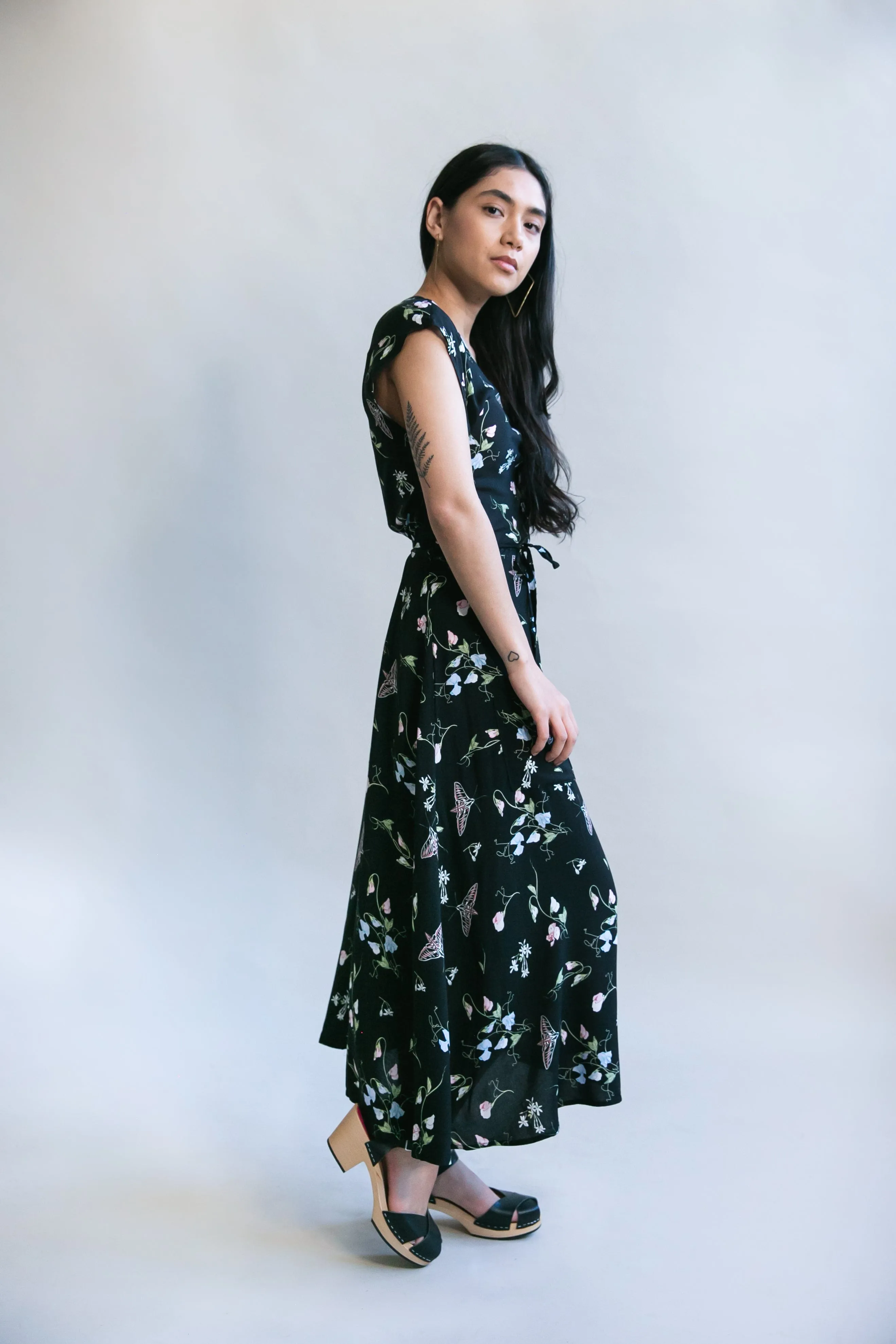 Belted Bias Dress in Sweet Pea Challis Noble Glow